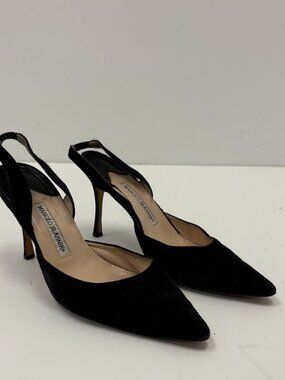 Manolo Blahnik Suede Sling Back Stiletto Pumps Size EU 40 US 10 B 4" Heels Shoes